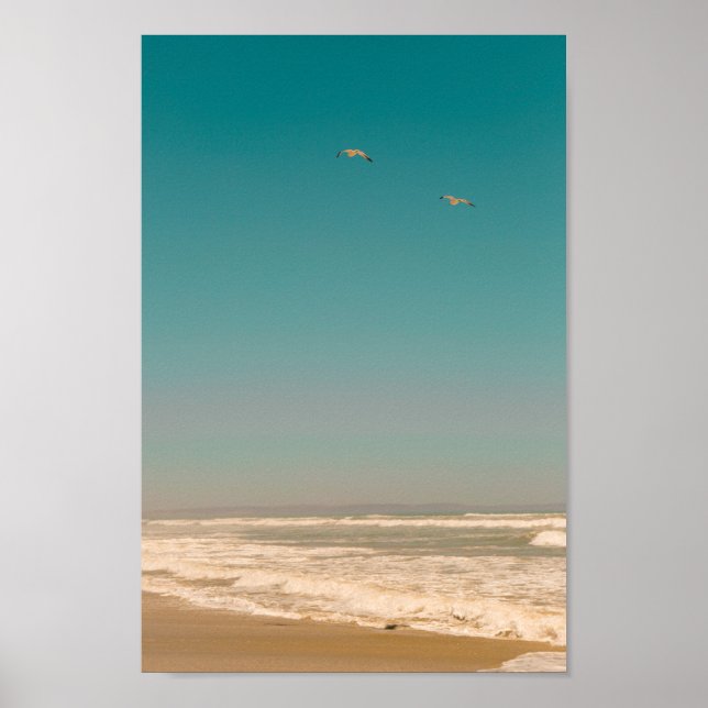 Poster Coalhada de Pastel Ocean Sandy Beach Céguas voador (Frente)