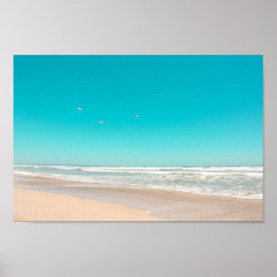 Poster Coalhada de Pastel Ocean Sandy Beach Céguas voador