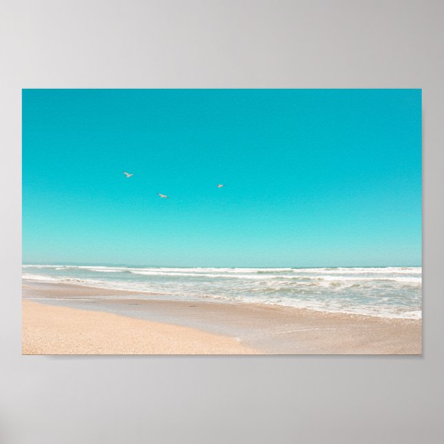 Poster Coalhada de Pastel Ocean Sandy Beach Céguas voador (Frente)