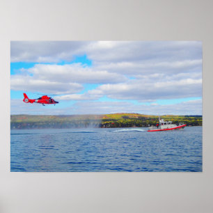 Poster Coast Guard MH-65C Helicopter & Response Boat