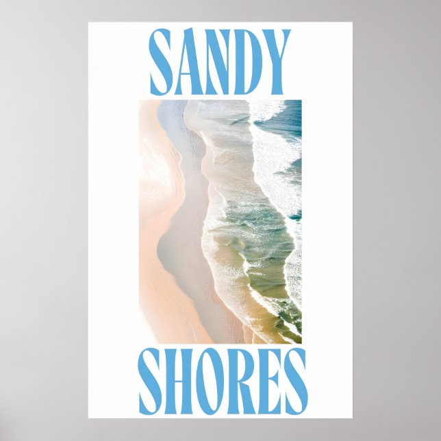 Poster Coastal Beach Print Sandy Shores Aerial Photograph (Frente)
