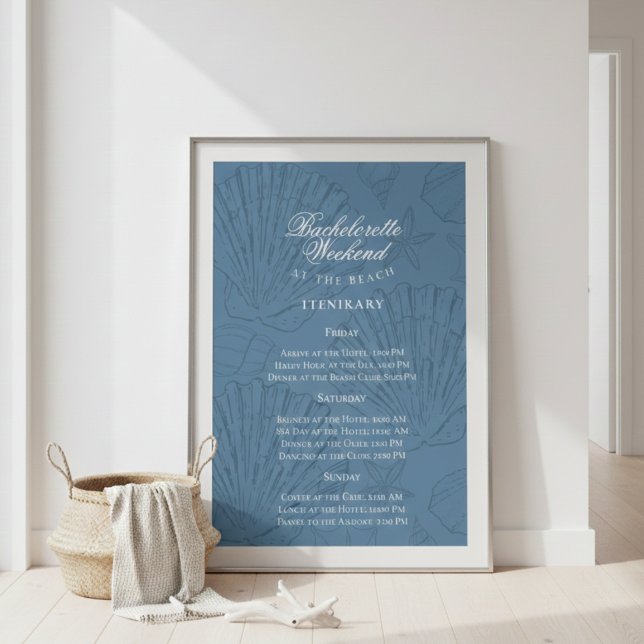 Poster Coastal Blue Bachelorette Itinerary (Coastal Blue Bachelorette Itinerary Poster)
