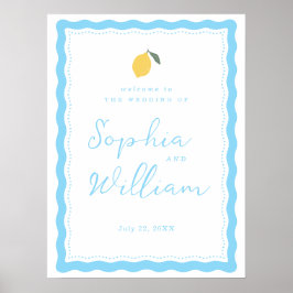 Poster Coastal Blue Lemon Amalfi Wedding Welcome Sign