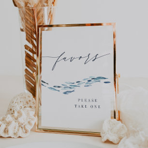 Poster Coastal Blue Watercolor Peixe Casamento Favoritos