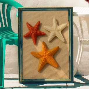 Poster Coastal Starfish Summer Beach Trendy Wall Art