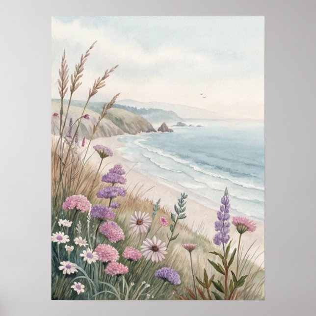 Poster Coastal Wildflower Beach (Frente)