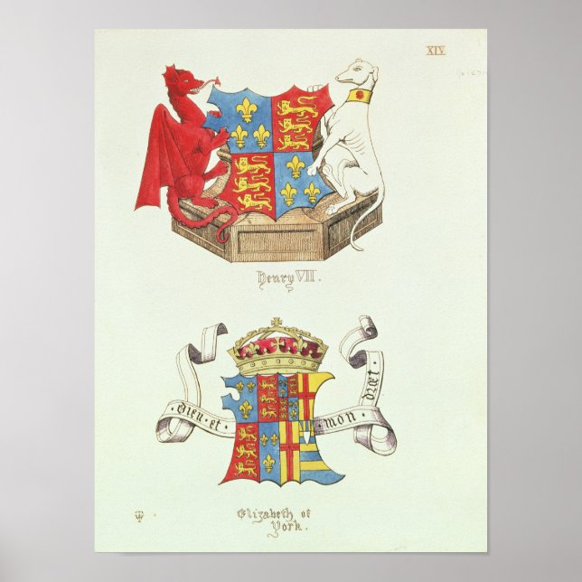 Poster Coats of Arms of Henry VII  and Elizabeth of York (Frente)