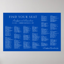 Poster Cobalt Blue Wedding Alphabetical Seating Chart