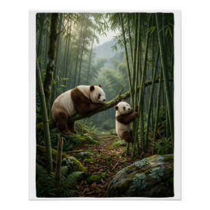 Pôster Cobertor de Fleece da Floresta de Bambu dos Pandas