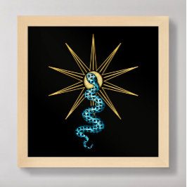 Poster Cobra Arte espiritual Estrelas douradas preto