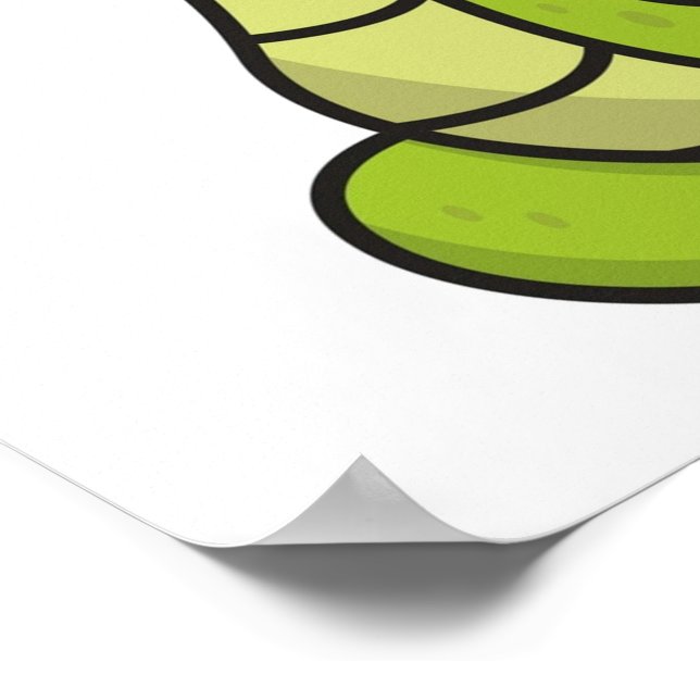 Poster cobra de presente de desenho animado cobra verde