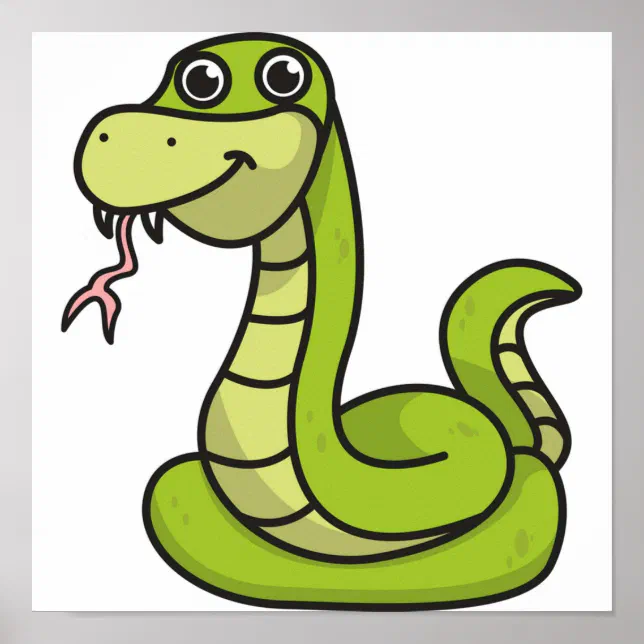 Uma cobra de desenho animado com rosto azul e uma cobra verde