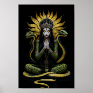 Poster Cobra Deusa Naga Kanya Rainha Arte Amarela Negra