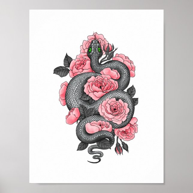Poster Cobra e rosas de pêssego (Frente)