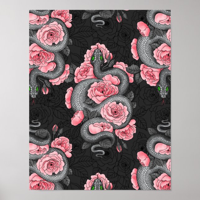 Poster Cobras e rosas de pêssego (Frente)