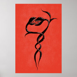 Poster Cobras Góticos Vermelho E Preto