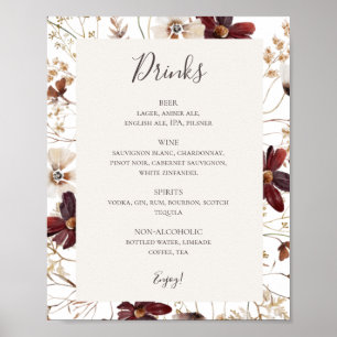 Poster Cobre Burgundy   Indicativo Do Menu Bebidas