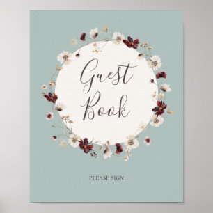 Poster Cobre Burgundy   Teal Guest Book Sign