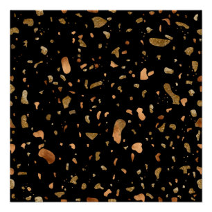 Pôster Cobre Dourado na pedra Black Terrazzo