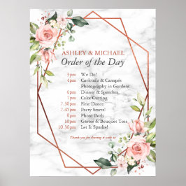 Poster Cobre Geométrico Mármaco Rosa Ordem Floral do Dia