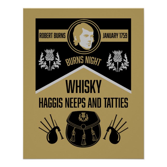 Pôster Cobre Noturna de Burns Escocês (Frente)