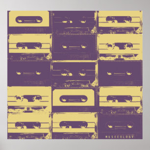 Poster Cobrir audio da música do estilo do vintage retro