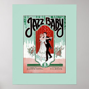 Pôster Cobrir da partitura do vintage da idade do jazz do