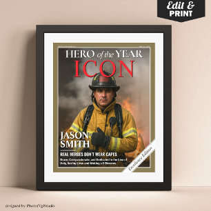 Poster Cobrir da Revista Fireman de Presente Personalizad