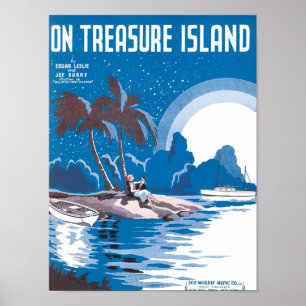 Poster Cobrir De Dirigentes De Treasure Island Vintage
