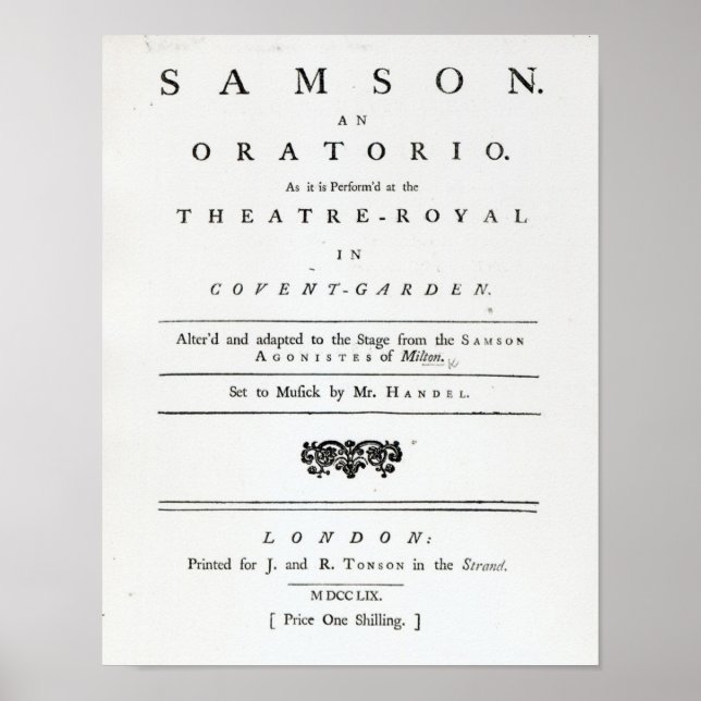 Pôster Cobrir de Música Folha para Samson (Frente)