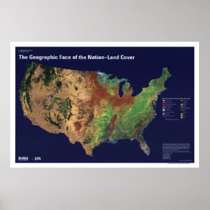 Poster Cobrir de terra no mapa 1992 dos EUA