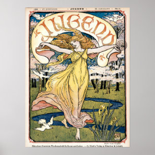 Poster Cobrir de Walter Crane, Vintage Art Nouveau Jugend