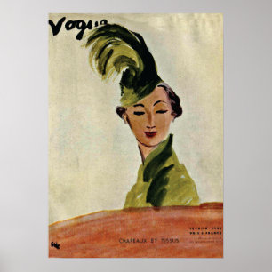 Poster Cobrir do Vogue em Paris ~ Chapéus e Tecidos 1935