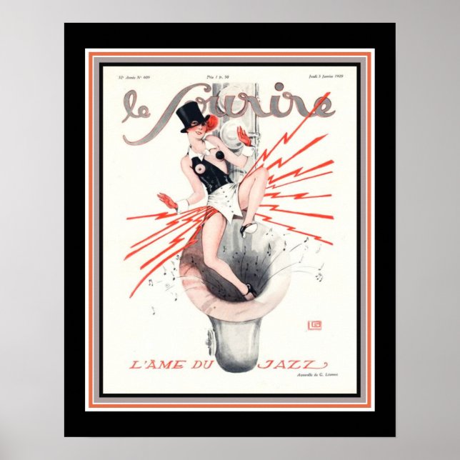 Poster cobrir Le Sourire Art Deco Jazz 1929 (Frente)
