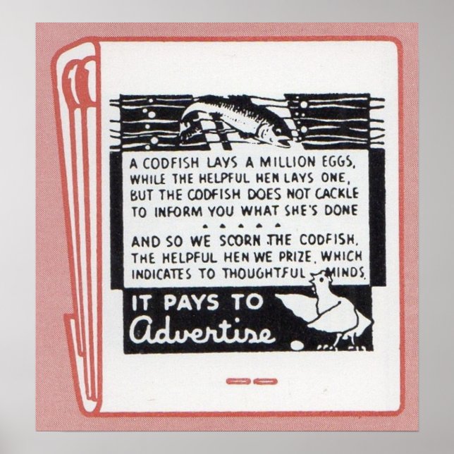 Poster cobrir matchbook antigo que ele paga para anunciar (Frente)