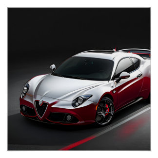 Pôster Coche deportivo en color rojo y plata