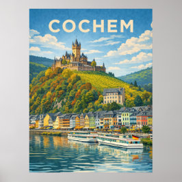 Poster Cochem Alemanha Viagem Antiga