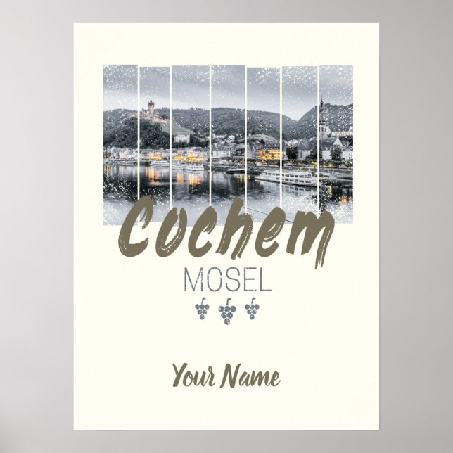 Poster Cochem no Moselle Germany Vintage Souvenir (Frente)