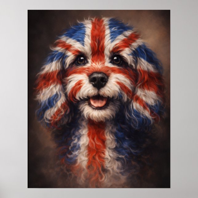 Poster Cockapoo Bandeira Britânica Arte de Parede de Cach (Frente)