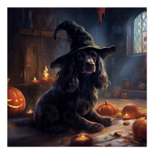 Pôster Cocker Spaniel Abóboras Dia das Bruxas Assustador