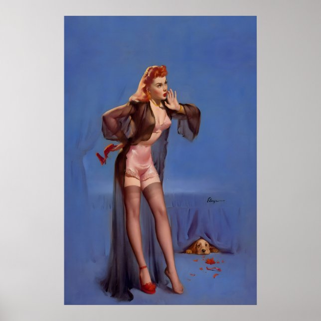 Poster Cocker Spaniel Cachorro Estilo Vintage Elvgren (Frente)