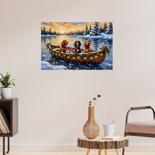 Poster Cocker Spaniel Christmas Boat Holiday (Sala de Estar 3)