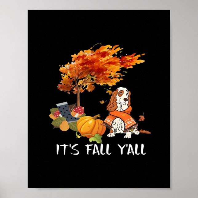 Poster Cocker Spaniel Costume Outono É Queda Y’all (Frente)