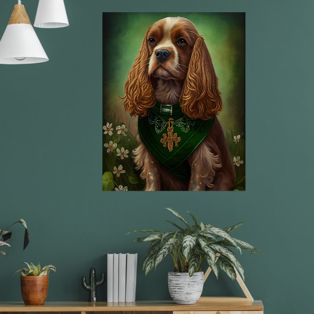 Poster Cocker Spaniel de vestido do dia de São Patrício (Sala de Estar 1)