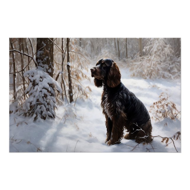Pôster Cocker Spaniel Deixe-o nevar no Natal (Frente)