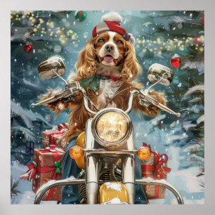 Poster Cocker Spaniel Dog Andando na Motocicleta