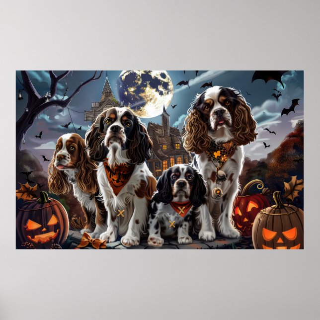 Poster Cocker Spaniel Halloween Assustador (Frente)