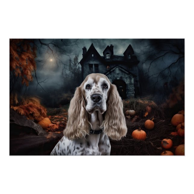 Pôster Cocker Spaniel Halloween Scary (Frente)