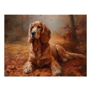 Pôster Cocker Spaniel no Outono Folhas Caídas Inspiram