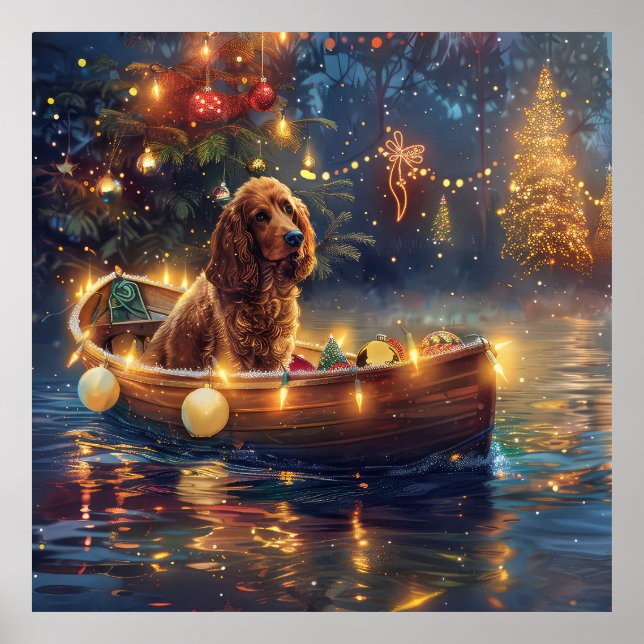 Poster Cocker Spaniel Viagem Festiva de Natal (Frente)